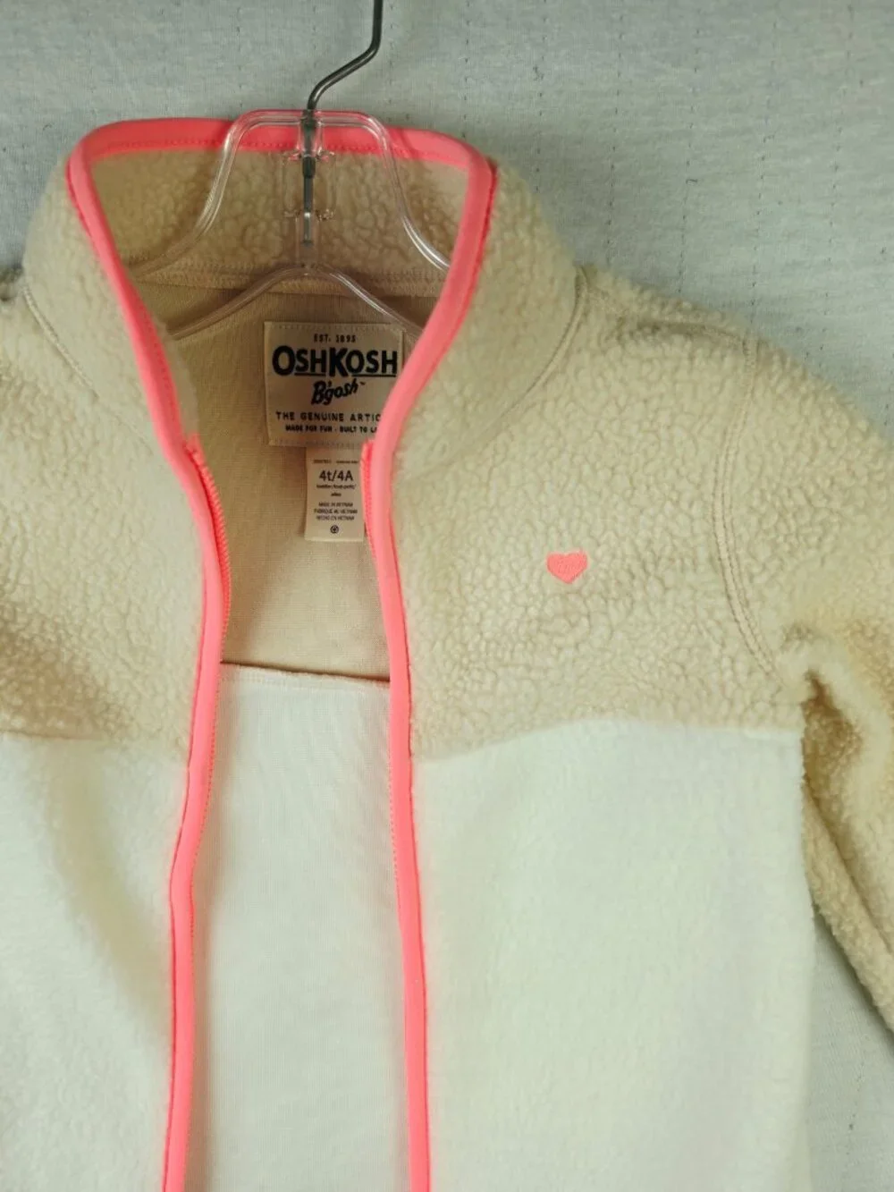 NWOT OshKosh B'gosh Toddler Embroidered Teddy-Fleece Jacket size 4T Baby Girl
